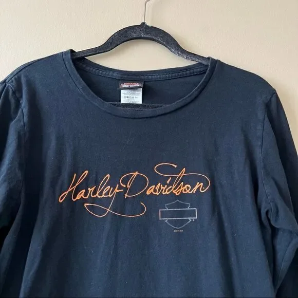 ✨ Harley Davidson Women’s Black long Sleeve Top Hollywood California XL - Picture 2 of 9